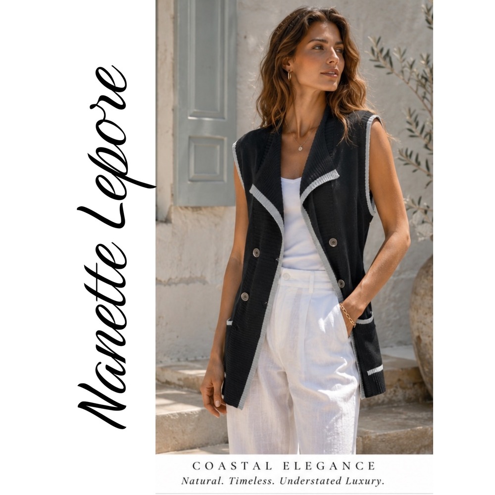 Oonagh by Nanette Lepore Merino Wool Longline Belted Knit Cardigan Vest NWT Sz S